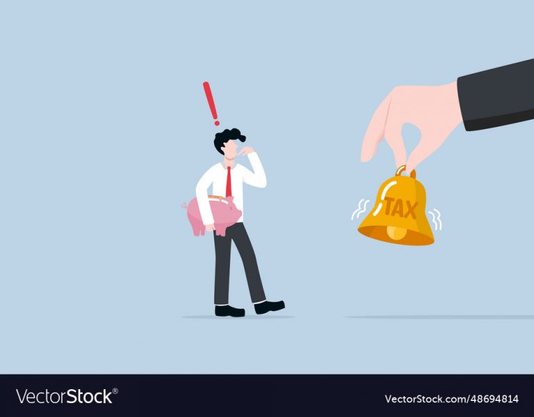 Hand shaking tax bell to notify businessman vector image